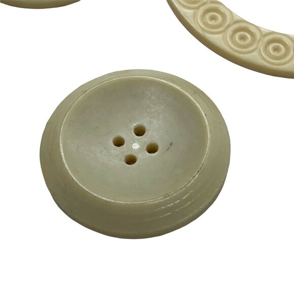 6 Vintage Ivorite Buttons Buckle/Slide Celluloid Bakelite Fashion Clothing - Picture 3 of 11